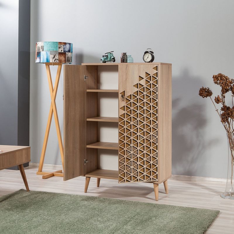 Casa si Gradina - Mobilier - Dulapuri si sifoniere - Dulapuri - Dulap multifunctional, Hanah Home, pal melaminat, stejar sonoma, 80x36x127 cm, 869VEL3977 - Infinity.ro