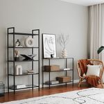 Casa si Gradina - Mobilier - Biblioteci si rafturi - Biblioteci - Biblioteca, Hanah Home, sticla calita si metal, negru, 80x30x165 cm - Infinity.ro