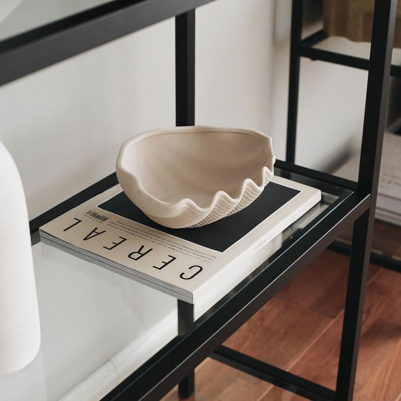 Casa si Gradina - Mobilier - Biblioteci si rafturi - Biblioteci - Biblioteca, Hanah Home, sticla calita si metal, negru, 80x30x165 cm - Infinity.ro