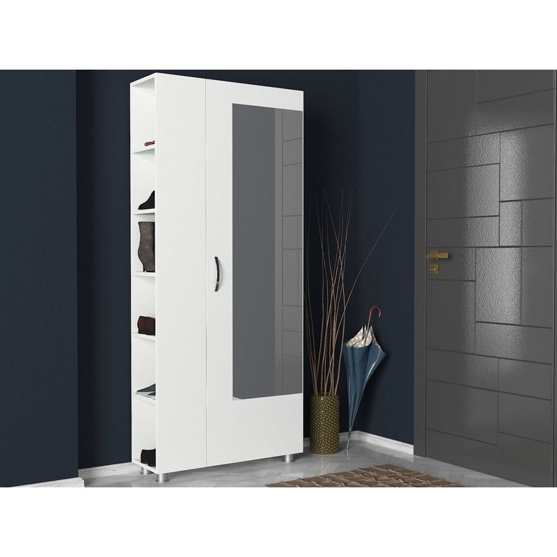 Casa si Gradina - Mobilier - Dulapuri si sifoniere - Dulapuri pantofi - Dulap pantofi, Hanah Home, pal melaminat, alb, 80x28.6x185 cm - Infinity.ro