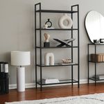 Casa si Gradina - Mobilier - Biblioteci si rafturi - Biblioteci - Biblioteca, Hanah Home, sticla calita si metal, negru, 80x30x165 cm - Infinity.ro