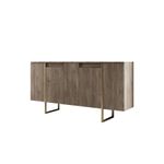 Casa si Gradina - Mobilier - Comode si corpuri - Console - Consola, Hanah Home, panou aglomerat melaminat, nuc si auriu, 160x35x80 cm - Infinity.ro