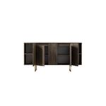 Casa si Gradina - Mobilier - Comode si corpuri - Console - Consola, Hanah Home, panou aglomerat melaminat, nuc si auriu, 160x35x80 cm - Infinity.ro