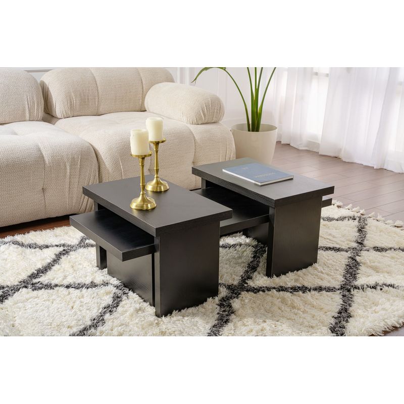 Casa si Gradina - Mobilier - Mese si birouri - Masute de cafea - Masuta de cafea, Hanah Home, panou de particule melaminat, lemn negru, 110x45x41.5 cm - Infinity.ro