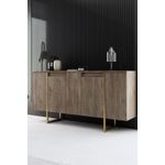 Casa si Gradina - Mobilier - Comode si corpuri - Console - Consola, Hanah Home, panou aglomerat melaminat, nuc si auriu, 160x35x80 cm - Infinity.ro