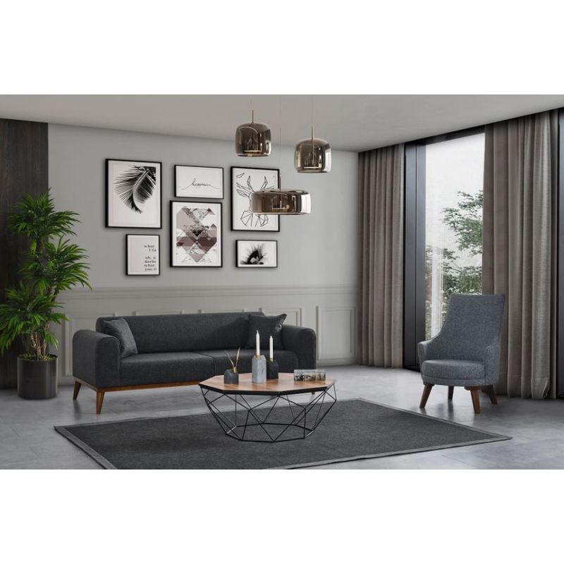 Casa si Gradina - Mobilier - Canapele si coltare - Canapele - Canapea extensibila, Atelier Del Sofa, lemn fag si placi aglomerate, antracit, 222x90x80 cm - Infinity.ro