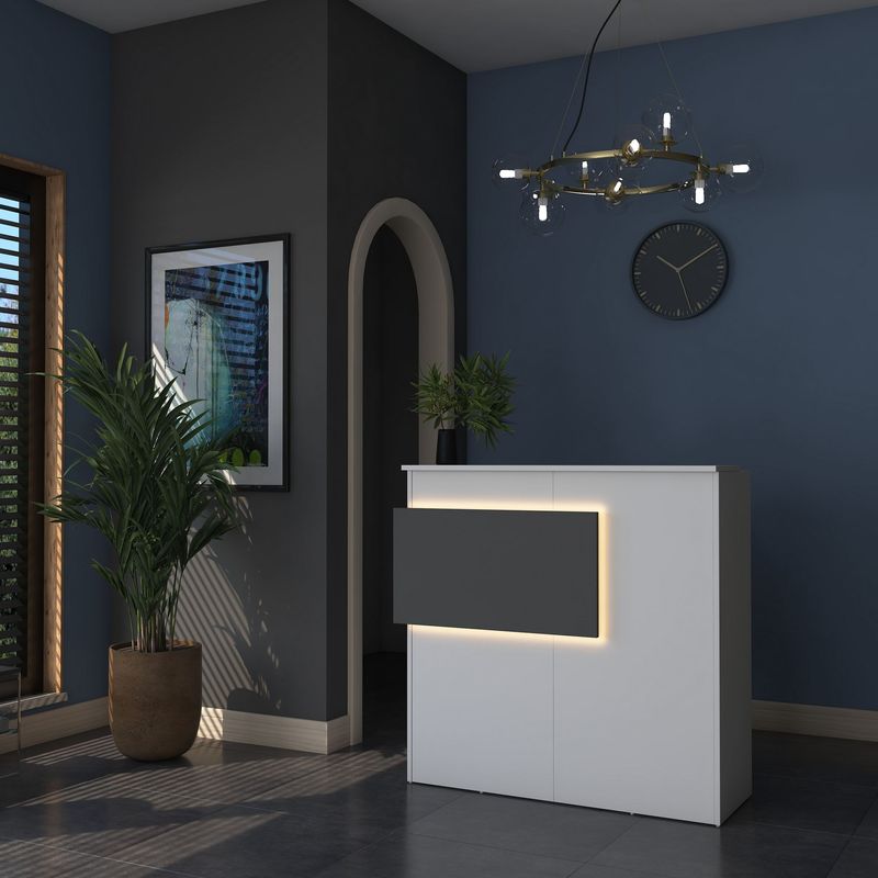 Casa si Gradina - Mobilier - Mese si birouri - Birouri - Masa receptie, Hanah Home, pal melaminat, alb si antracit, 110x40x110 cm - Infinity.ro