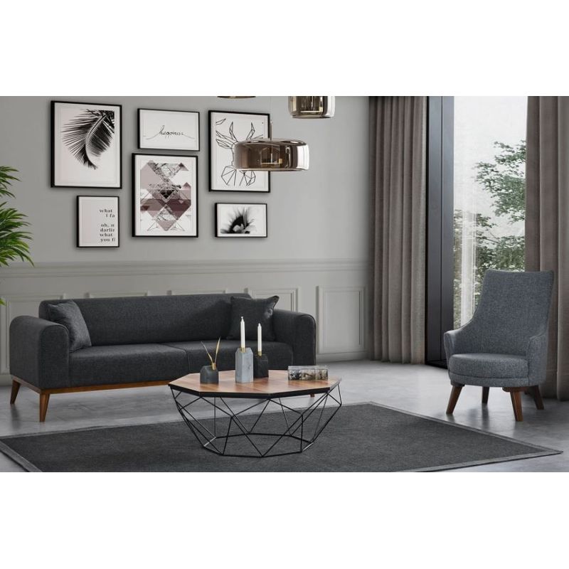 Casa si Gradina - Mobilier - Canapele si coltare - Canapele - Canapea extensibila, Atelier Del Sofa, lemn fag si placi aglomerate, antracit, 222x90x80 cm - Infinity.ro