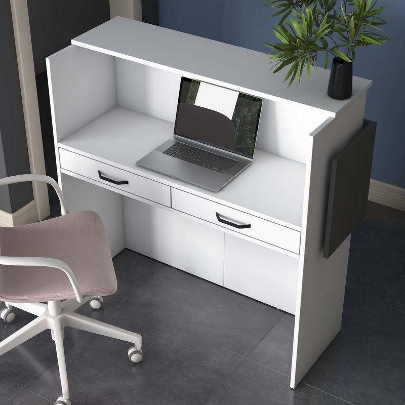 Casa si Gradina - Mobilier - Mese si birouri - Birouri - Masa receptie, Hanah Home, pal melaminat, alb si antracit, 110x40x110 cm - Infinity.ro