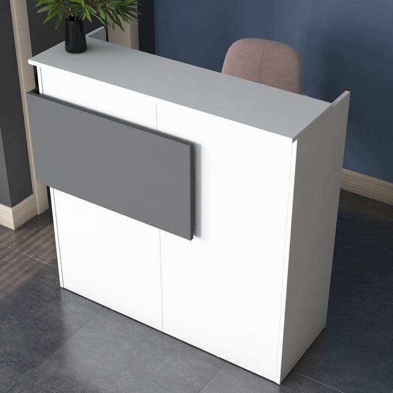 Casa si Gradina - Mobilier - Mese si birouri - Birouri - Masa receptie, Hanah Home, pal melaminat, alb si antracit, 110x40x110 cm - Infinity.ro