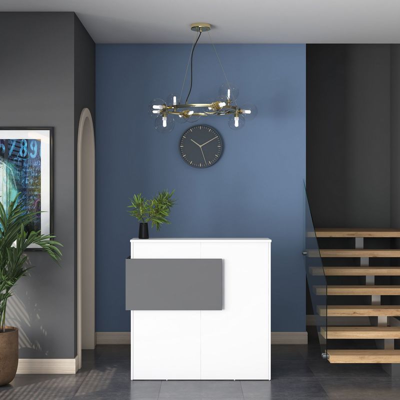 Casa si Gradina - Mobilier - Mese si birouri - Birouri - Masa receptie, Hanah Home, pal melaminat, alb si antracit, 110x40x110 cm - Infinity.ro