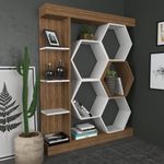 Casa si Gradina - Mobilier - Biblioteci si rafturi - Biblioteci - Biblioteca, Hanah Home, PAL melaminat, alb si nuc, 140x29.6x177.4 cm - Infinity.ro