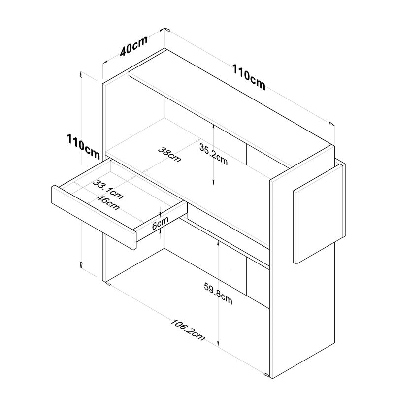 Casa si Gradina - Mobilier - Mese si birouri - Birouri - Masa receptie, Hanah Home, pal melaminat, alb si antracit, 110x40x110 cm - Infinity.ro