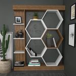 Casa si Gradina - Mobilier - Biblioteci si rafturi - Biblioteci - Biblioteca, Hanah Home, PAL melaminat, alb si nuc, 140x29.6x177.4 cm - Infinity.ro