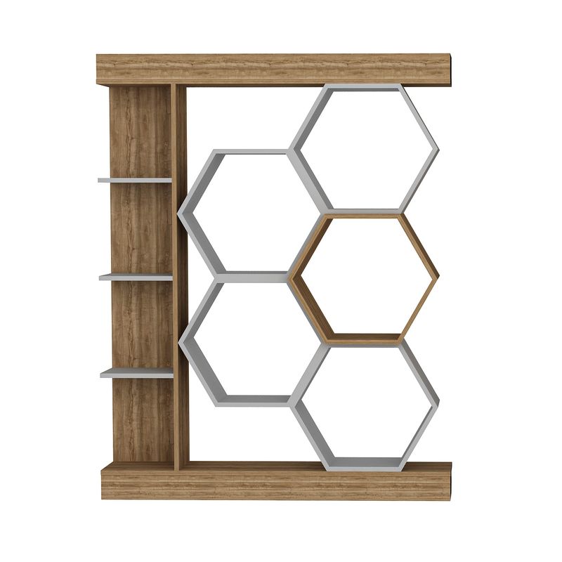 Casa si Gradina - Mobilier - Biblioteci si rafturi - Biblioteci - Biblioteca, Hanah Home, PAL melaminat, alb si nuc, 140x29.6x177.4 cm - Infinity.ro