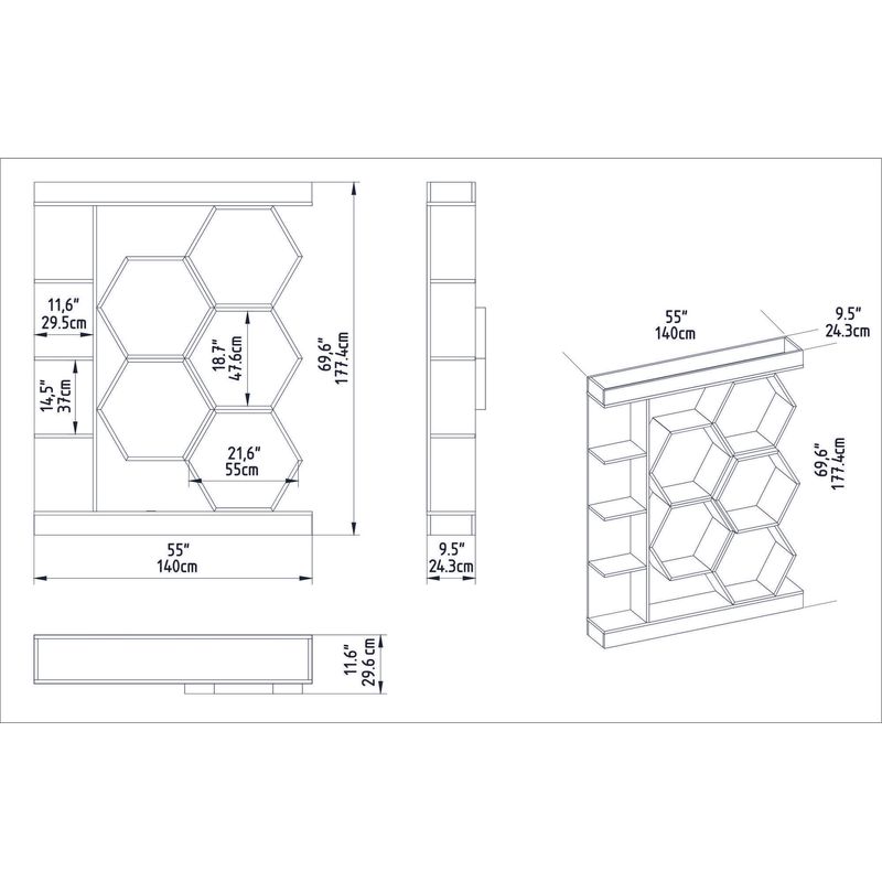 Casa si Gradina - Mobilier - Biblioteci si rafturi - Biblioteci - Biblioteca, Hanah Home, PAL melaminat, alb si nuc, 140x29.6x177.4 cm - Infinity.ro