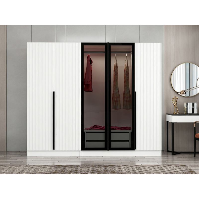Casa si Gradina - Mobilier - Dulapuri si sifoniere - Sifoniere - Sifonier, Hanah Home, panou aglomerat melaminat, fume, 225x52x210 cm - Infinity.ro