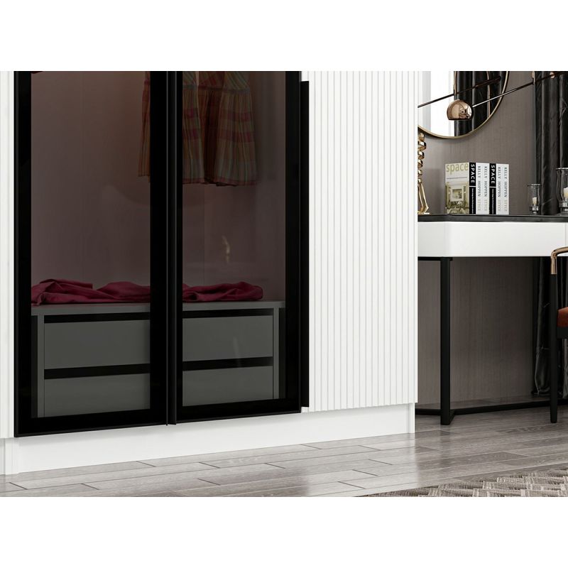 Casa si Gradina - Mobilier - Dulapuri si sifoniere - Sifoniere - Sifonier, Hanah Home, panou aglomerat melaminat, fume, 225x52x210 cm - Infinity.ro