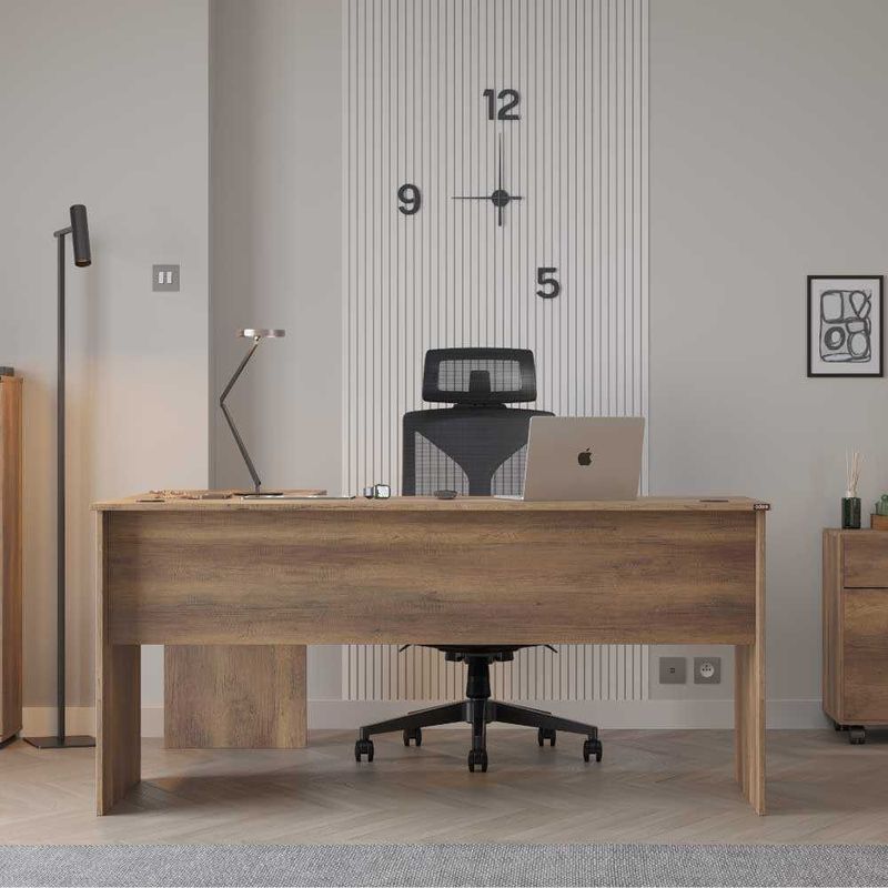 Casa si Gradina - Mobilier - Mese si birouri - Birouri - Birou, Hanah Home, panou de particule melaminat, nuc, 160x75x144 cm - Infinity.ro