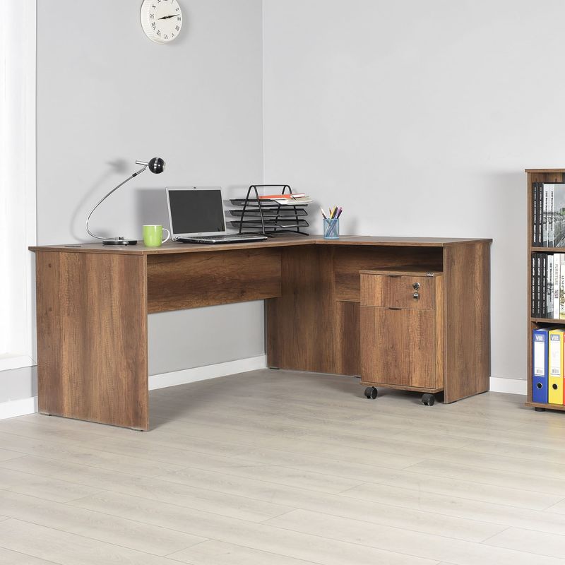 Casa si Gradina - Mobilier - Mese si birouri - Birouri - Birou, Hanah Home, panou de particule melaminat, nuc, 160x75x144 cm - Infinity.ro