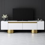 Casa si Gradina - Mobilier - Comode si corpuri - Comode - Comoda tv, Hanah Home, pal melaminat, alb auriu, 180x50x30 cm, 618BLY1261 - Infinity.ro