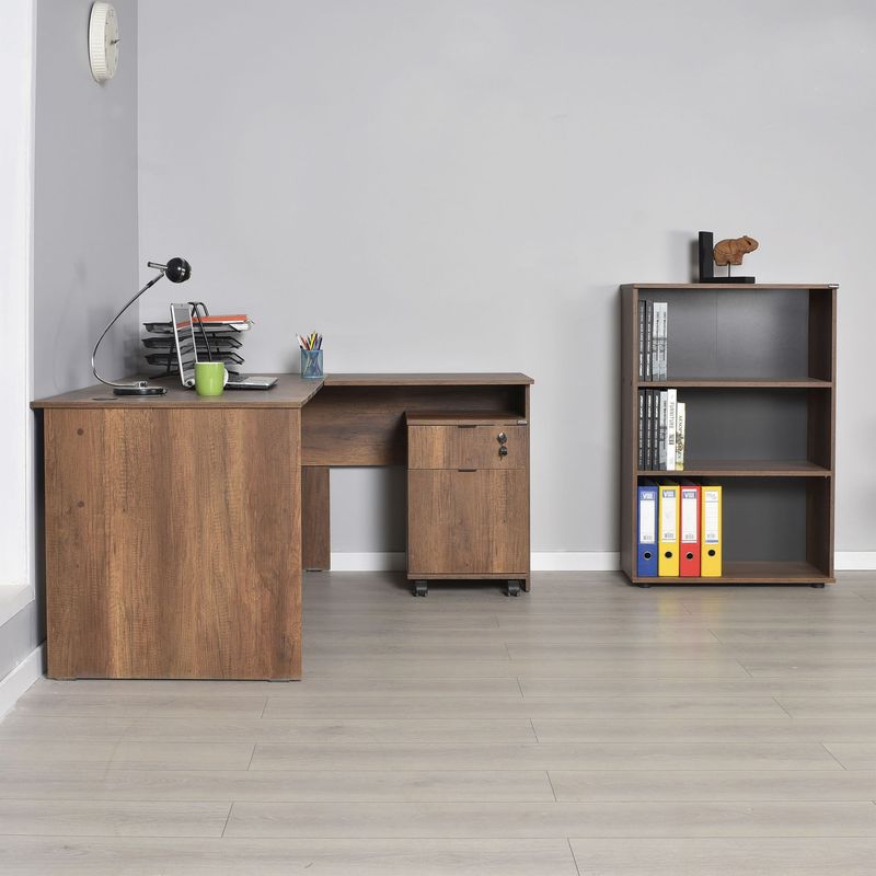 Casa si Gradina - Mobilier - Mese si birouri - Birouri - Birou, Hanah Home, panou de particule melaminat, nuc, 160x75x144 cm - Infinity.ro