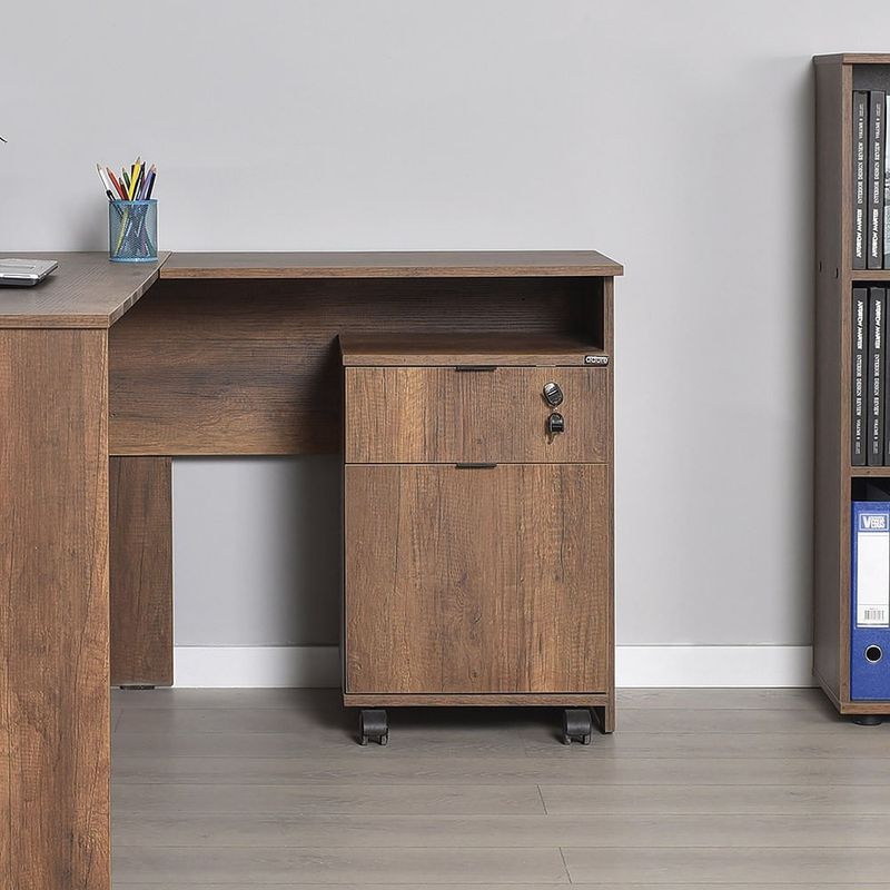 Casa si Gradina - Mobilier - Mese si birouri - Birouri - Birou, Hanah Home, panou de particule melaminat, nuc, 160x75x144 cm - Infinity.ro