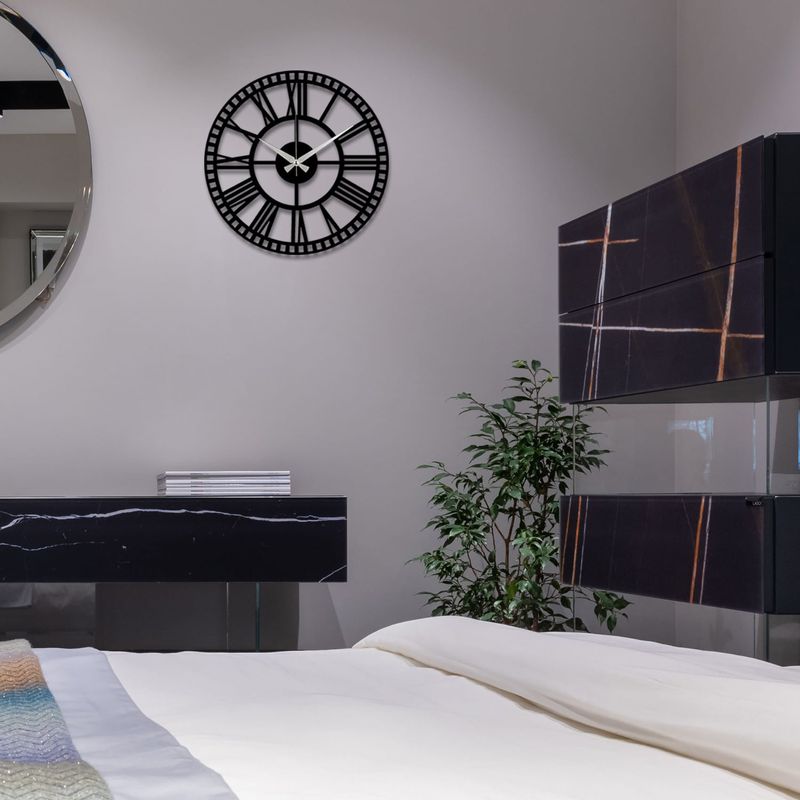 Casa si Gradina - Decoratiuni - Ceasuri - Ceas de perete decorativ, Wallxpert, metal, negru, 48x48 cm, 279ENZ1404 - Infinity.ro