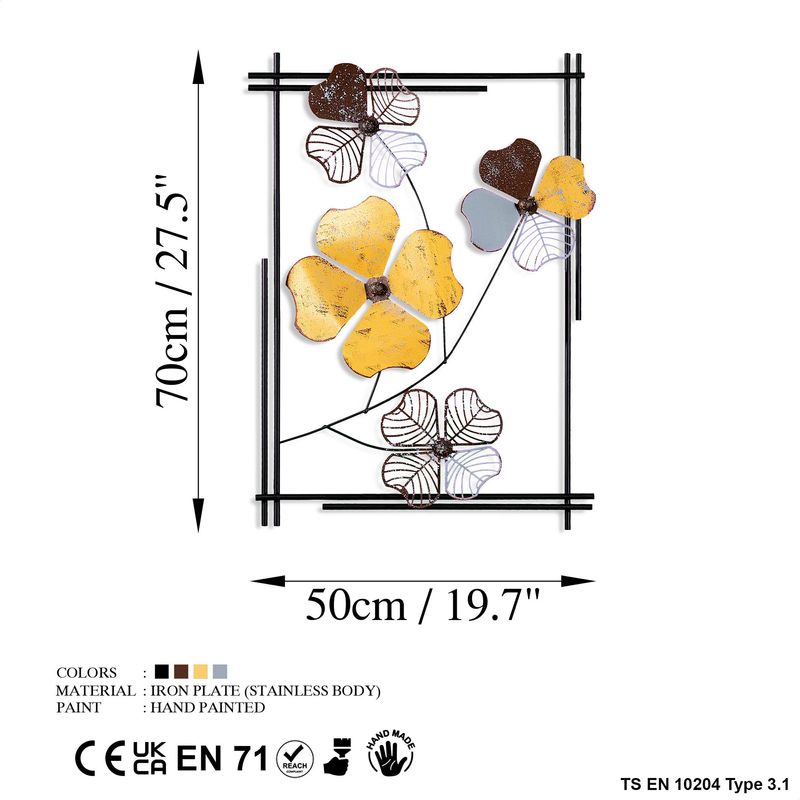 Casa si Gradina - Decoratiuni - Decoratiuni perete - Accesoriu decorativ de perete, Wallxpert, metal, multicolor, 50x70x4 cm, 930DYU1261 - Infinity.ro