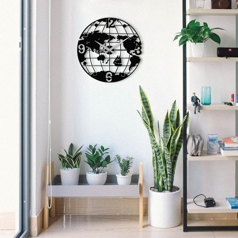 Casa si Gradina - Decoratiuni - Ceasuri - Ceas de perete decorativ, Wallxpert, metal, negru, 48x48 cm, 279ENZ1418 - Infinity.ro