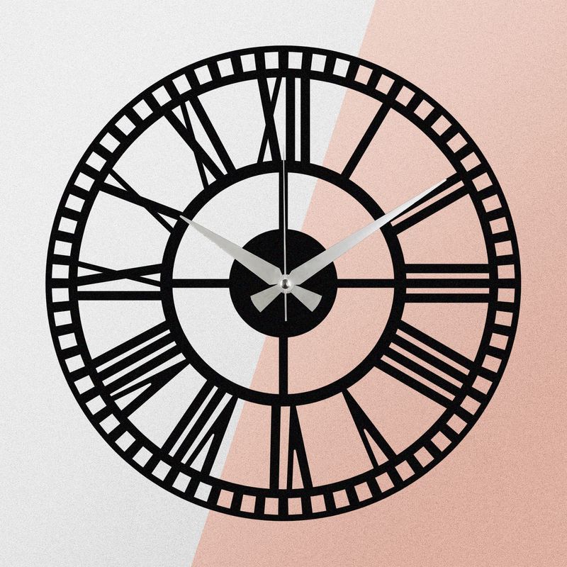 Casa si Gradina - Decoratiuni - Ceasuri - Ceas de perete decorativ, Wallxpert, metal, negru, 48x48 cm, 279ENZ1404 - Infinity.ro