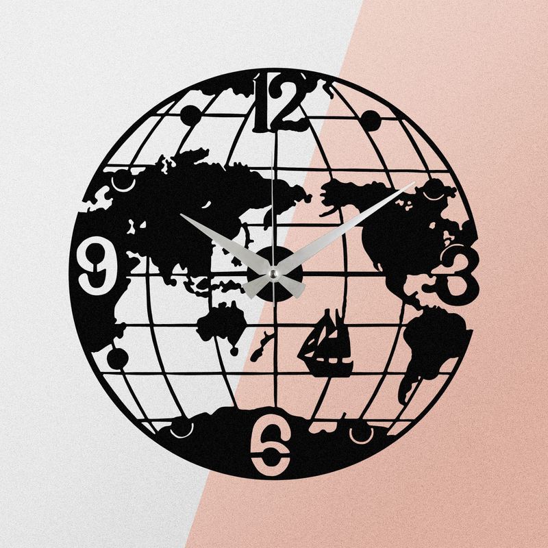 Casa si Gradina - Decoratiuni - Ceasuri - Ceas de perete decorativ, Wallxpert, metal, negru, 48x48 cm, 279ENZ1418 - Infinity.ro