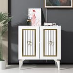 Casa si Gradina - Mobilier - Comode si corpuri - Console - Consola, Hanah Home, panou aglomerat cu melamina, alb auriu, 75x40x79 cm - Infinity.ro