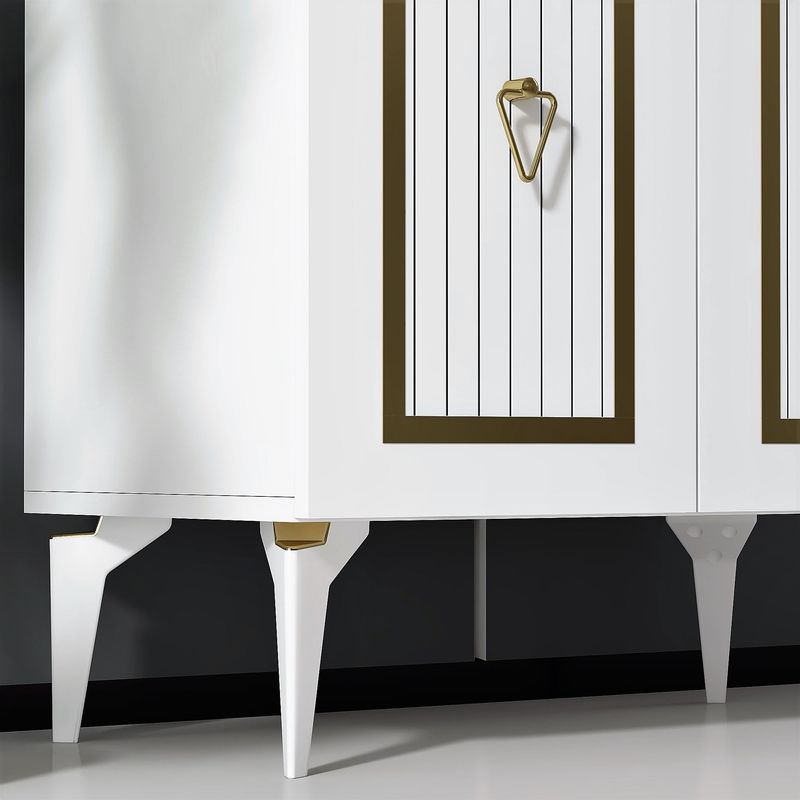 Casa si Gradina - Mobilier - Comode si corpuri - Console - Consola, Hanah Home, panou aglomerat cu melamina, alb auriu, 75x40x79 cm - Infinity.ro