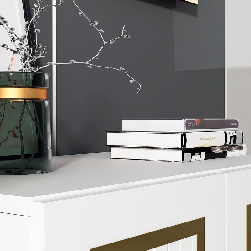 Casa si Gradina - Mobilier - Comode si corpuri - Console - Consola, Hanah Home, panou aglomerat cu melamina, alb auriu, 75x40x79 cm - Infinity.ro