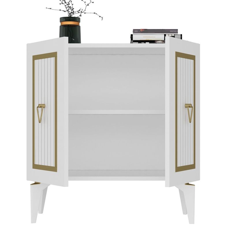Casa si Gradina - Mobilier - Comode si corpuri - Console - Consola, Hanah Home, panou aglomerat cu melamina, alb auriu, 75x40x79 cm - Infinity.ro