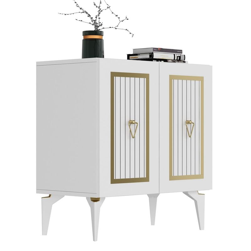 Casa si Gradina - Mobilier - Comode si corpuri - Console - Consola, Hanah Home, panou aglomerat cu melamina, alb auriu, 75x40x79 cm - Infinity.ro