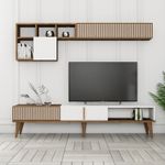 Casa si Gradina - Mobilier - Comode si corpuri - Comode - Comoda tv, Hanah Home, pal melaminat, nuc si alb, 180x40x35 cm, 845HCT3109 - Infinity.ro