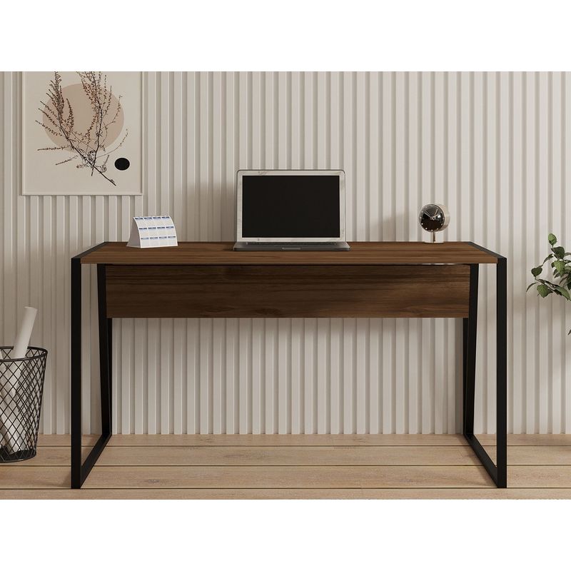 Casa si Gradina - Mobilier - Mese si birouri - Birouri - Birou de studiu, Hanah Home, pal melaminat, nuc si negru, 140x70x74 cm - Infinity.ro