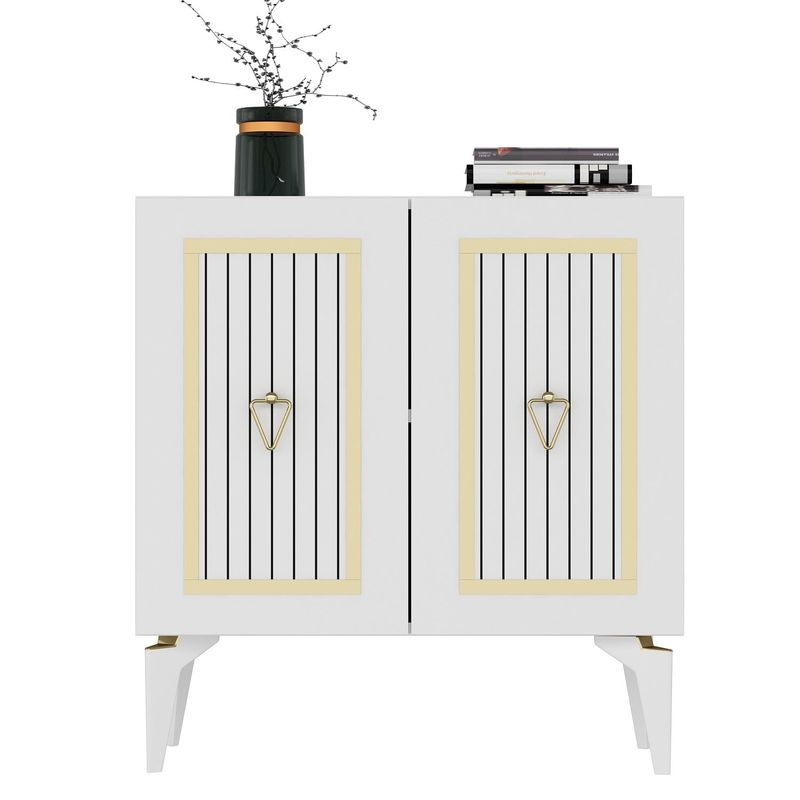 Casa si Gradina - Mobilier - Comode si corpuri - Console - Consola, Hanah Home, panou aglomerat cu melamina, alb auriu, 75x40x79 cm - Infinity.ro