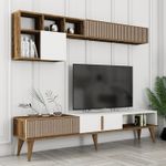 Casa si Gradina - Mobilier - Comode si corpuri - Comode - Comoda tv, Hanah Home, pal melaminat, nuc si alb, 180x40x35 cm, 845HCT3109 - Infinity.ro