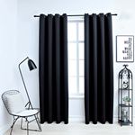 Casa si Gradina - Textile si covoare - Perdele si draperii - Perdele - Perdele opace cu inele, 2 buc., negru, 137x213 cm, material textil - Infinity.ro