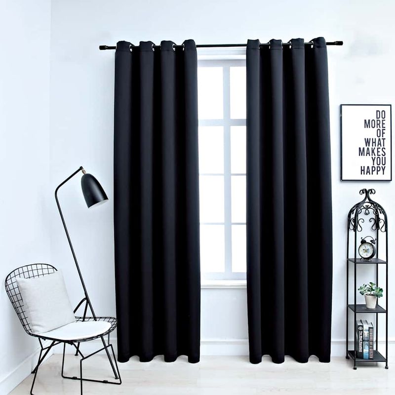 Casa si Gradina - Textile si covoare - Perdele si draperii - Perdele - Perdele opace cu inele, 2 buc., negru, 137x213 cm, material textil - Infinity.ro