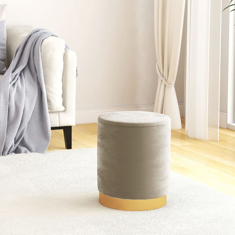 Casa si Gradina - Mobilier - Scaune si fotolii - Tabureti - Taburet depozitare rotund, gri inchis, catifea - Infinity.ro