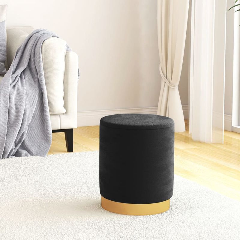 Casa si Gradina - Mobilier - Scaune si fotolii - Tabureti - Taburet depozitare rotund, negru, catifea - Infinity.ro