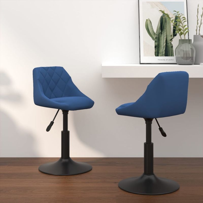 Casa si Gradina - Mobilier - Scaune si fotolii - Scaune - Scaune de bucatarie pivotante, 2 buc., albastru, catifea - Infinity.ro
