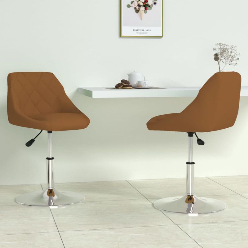 Casa si Gradina - Mobilier - Scaune si fotolii - Scaune - Scaune de bucatarie pivotante, 2 buc., maro, catifea - Infinity.ro
