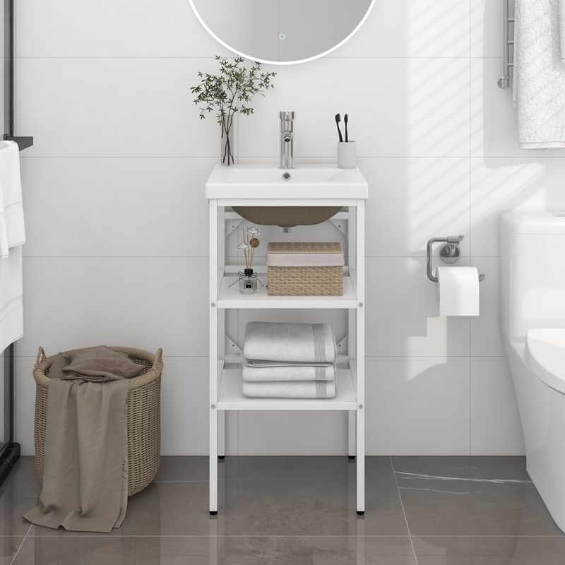 Casa si Gradina - Mobilier - Mobilier baie - Etajere baie - Cadru lavoar baie cu chiuveta incorporata, alb, fier - Infinity.ro