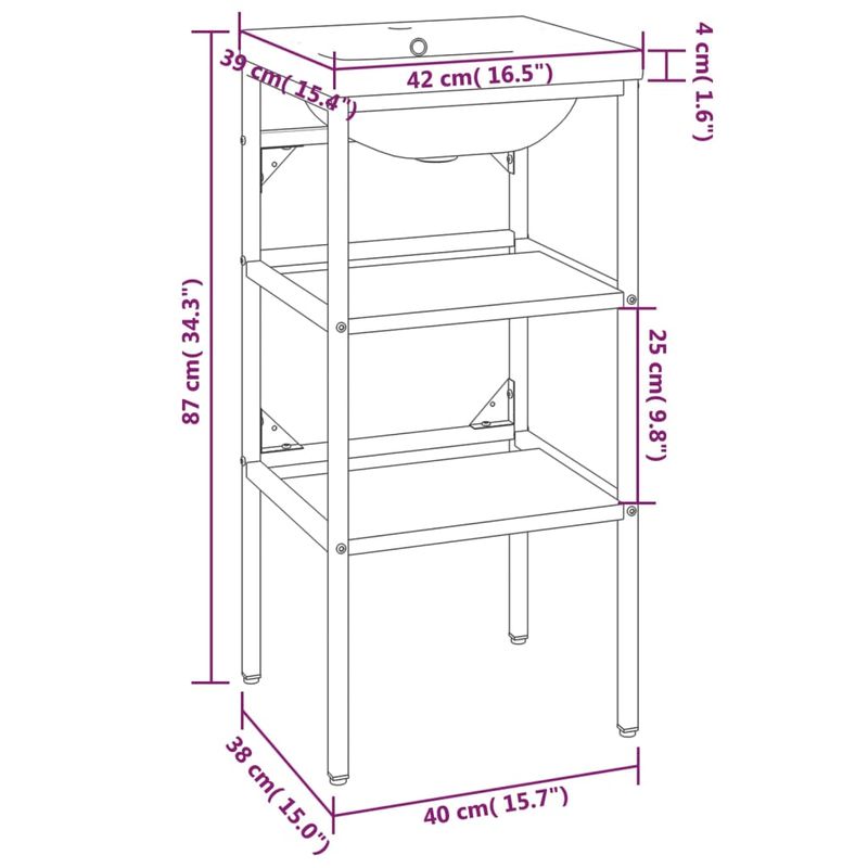 Casa si Gradina - Mobilier - Mobilier baie - Etajere baie - Cadru lavoar baie cu chiuveta incorporata, alb, fier - Infinity.ro