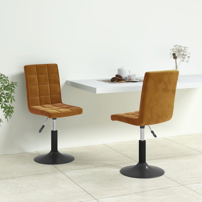 Casa si Gradina - Mobilier - Scaune si fotolii - Scaune - Scaune de bucatarie pivotante, 2 buc., maro, catifea - Infinity.ro